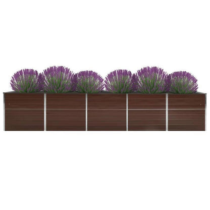 Raised Garden Bed – Verhoogde Tuinbak – Plantenbak – Moestuinbak – Borderbak – Gegalvaniseerd Staal – 400x80x77 cm – Bruin – Eenvoudig In Elkaar Te Zetten – Modern Simpel Design