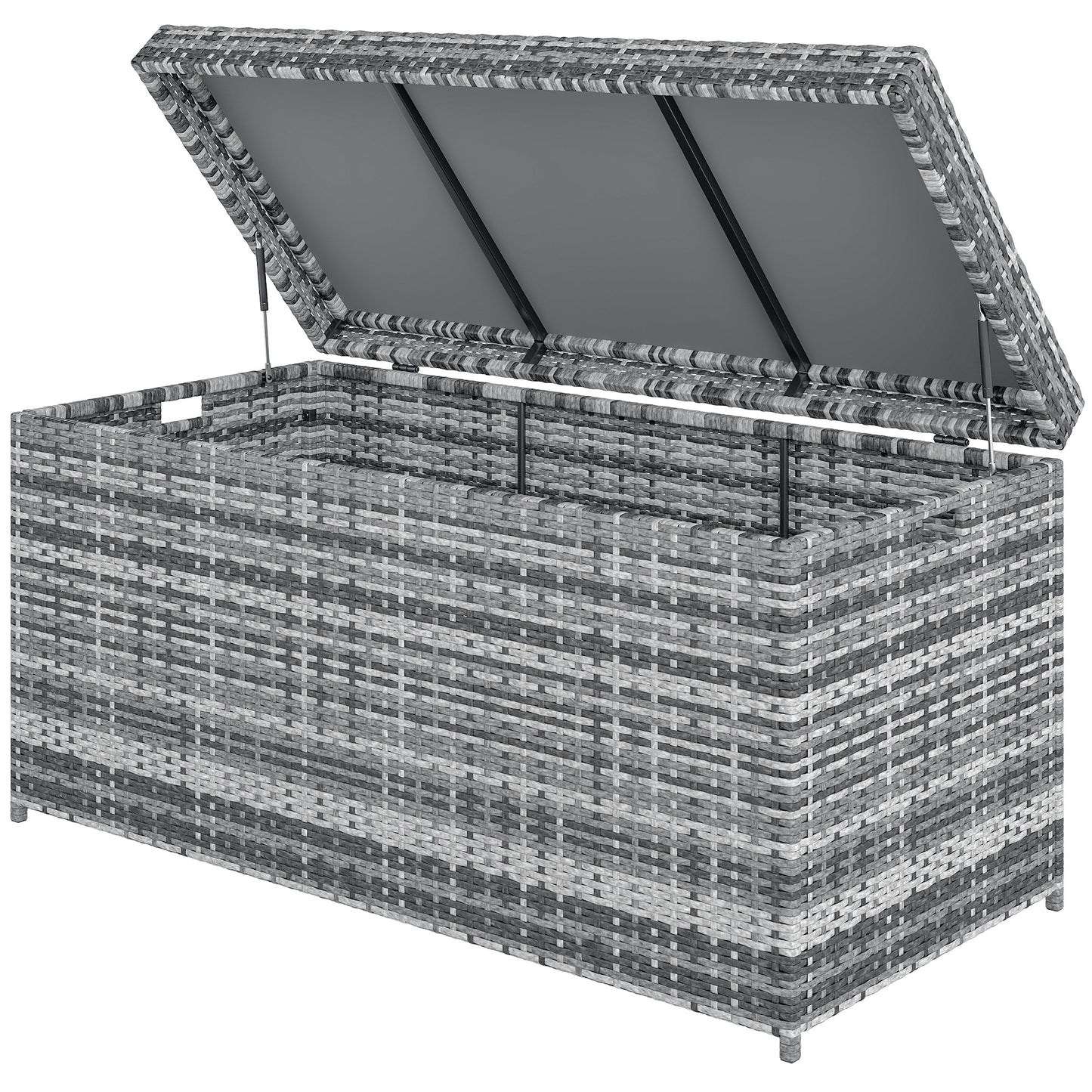 Opbergbox – Opbergdoos – Opbergtas – Opbergcontainer – Opbergmand – 380 Liter – Weerbestendig PE Rattan Donkergrijs