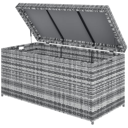 Opbergbox – Opbergdoos – Opbergtas – Opbergcontainer – Opbergmand – 380 Liter – Weerbestendig PE Rattan Donkergrijs