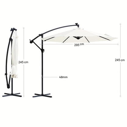 Cantilever Parasol Parasol Crank Garden Umbrella, With 8 Steel Robust And Stable For The Garden Outdoor Hanging