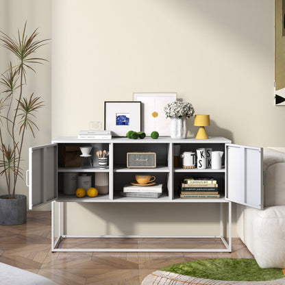 Dressoir – Sideboard – Buffetkast – Opbergkast – Kast – Metalen Constructie – 75x120x40 cm – Wit