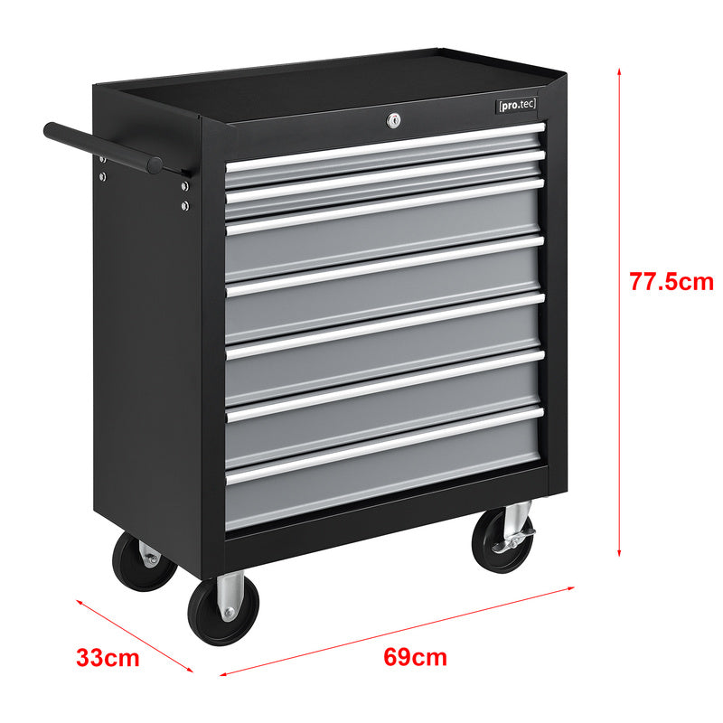 Werkplaatswagen – Gereedschapswagen – Werkplaats Trolley – Gereedschapskar – 7 Lades – Gepoedercoat Staal – Wielen Met Remmen