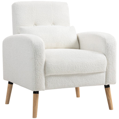 Fauteuil – Armstoel – Zetel – Leunstoel – Clubstoel – Modern Design – Rubberhouten Pootjes – Lendensteunkussen – Wit