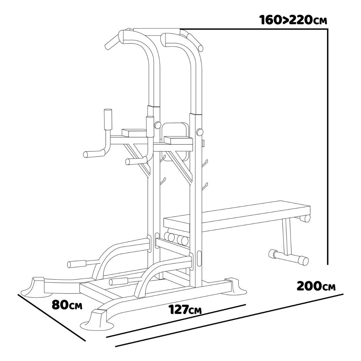 Multifunctioneel Fitnessstation – Fitnessbank – Krachtstation – Trainingsapparaat – Home Gym – Verstelbare Trainingsbank – Duurzame Stalen Constructie – Ruimtebesparend Design