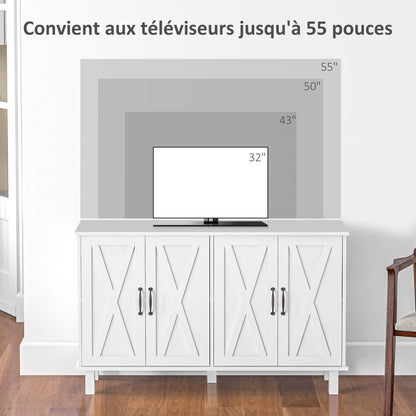 Buffetmeubel – Opbergkast – Dressoir – TV-meubel – Wit Gelakt – Landelijk Design – Verstelbare Planken – Afmetingen 120x37x75 cm
