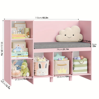 Boekenkast – Boekplank – Opbergkast – Speelgoedkast – Zitbank – Roze – 6 Kubussen – MDF Materiaal