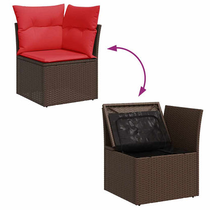Loungeset Tuinset – Loungeset Modulaire Tuinmeubelen – Loungeset Poly Rattan – Loungeset Buiten – Loungeset Bruin – Weerbestendig PE-Rattan – Opbergruimte Met Waterdichte Binnenzak