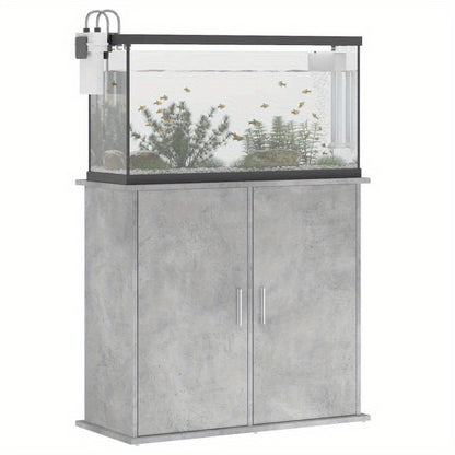 Aquariumkast – Aquariummeubel – Vistentafel – Visbak Kast – Aquariumstandaard – Betonlook Grijs & Hout – Stevige Constructie – 81x36x73 cm