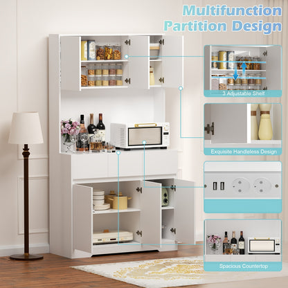 Kast – Opbergkast – Dressoir – Ladekast – Meubel – Wit MDF – 170x100x38,5 cm – 3 Lades en Dubbele Deuren
