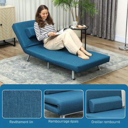 3-in-1 Verstelbare Fauteuil – Slaapstoel – Loungestoel – Slaapbank – Relaxstoel – Verwarmd Comfort – Ruimtebesparend Design – Turkooisblauw – Kant-en-Klaar Geassembleerd