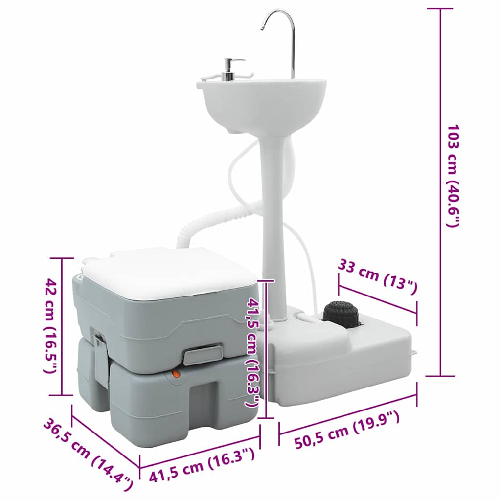 Campingtoilet – Mobiel Toilet – Draagbaar Toilet – Toiletemmer – Camping WC – Inclusief Handwasstation – Compact & Lichtgewicht – Duurzame Waterbestendige Kunststof