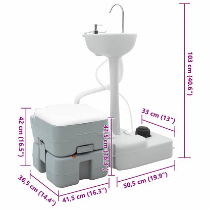 Campingtoilet – Mobiel Toilet – Draagbaar Toilet – Toiletemmer – Camping WC – Inclusief Handwasstation – Compact & Lichtgewicht – Duurzame Waterbestendige Kunststof