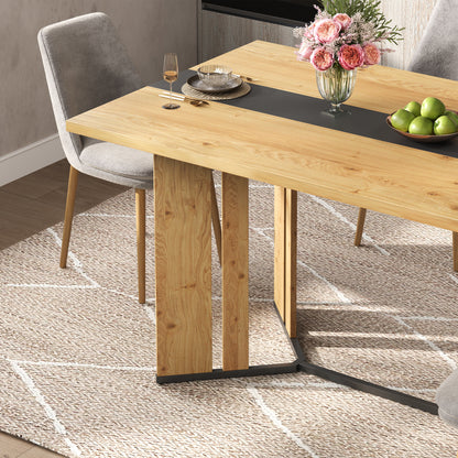 Eettafel – Keukentafel – Tafel – Dinertafel – Scandinavische Tafel – 150x80 cm – Eikenlook Melamine Krasbestendig – Zwart Metalen Frame Mat