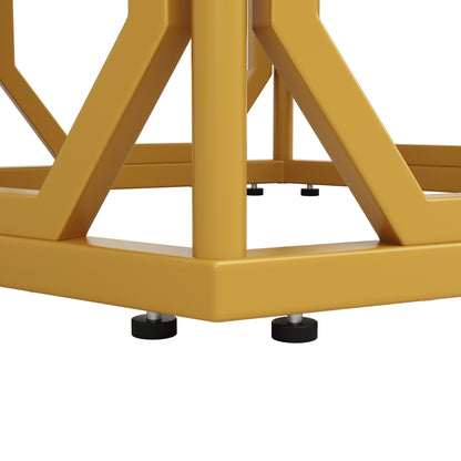Eettafel Hexagonale Tafel Ontbijttafel Keukentafel Modern Design – Zeshoekige Marmerlook Tafelblad – Gouden Metalen Onderstel – Verstelbare Poten – Stevig & Onderhoudsvriendelijk – 110x95x75 cm