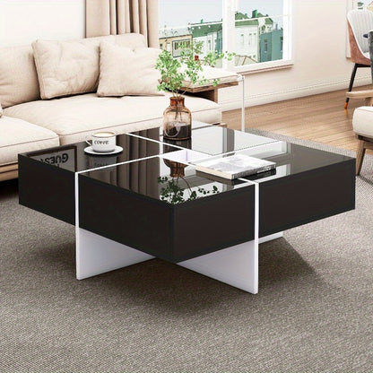 Koffietafel – Salontafel – Tafel – Bijzettafel – Centertafel – Hoogglans Afwerking – Metalen Constructie 70x70x35cm