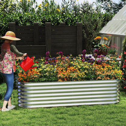 Verhoogde Plantenbak – Moestuinbak – Tuinbak – Kruidenbak – Bloembak – Ovaal 300x60x60 cm – Warmverzinkt Staal – Roestvrij Met Fijn Gaas