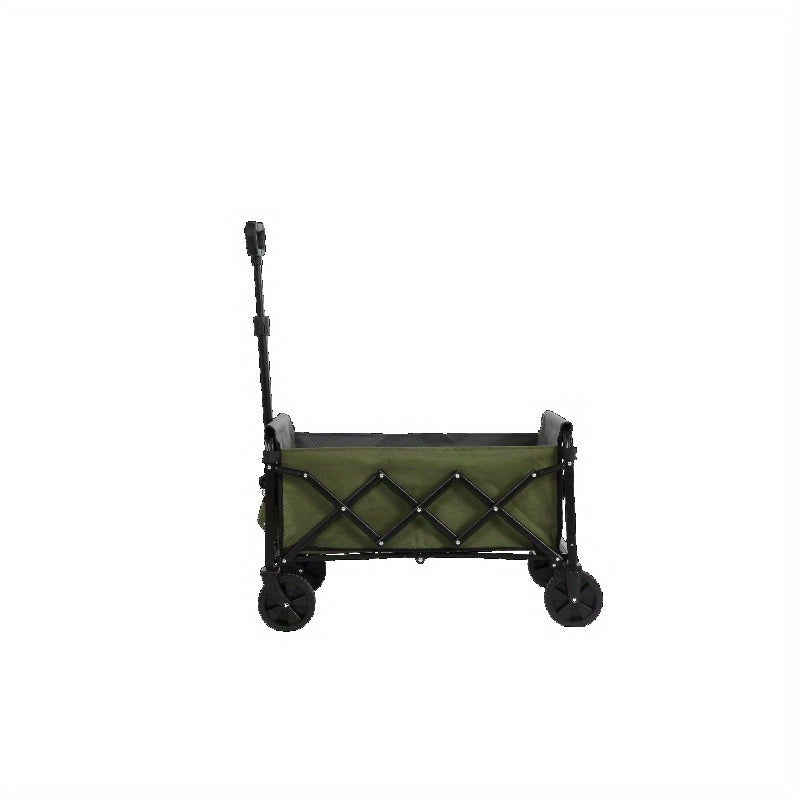 Opvouwbare Bolderkar – Vouwkar – Strandkar – Trolley – Transportkar – Stevig Zwart Frame – Groen Ademend Gaas