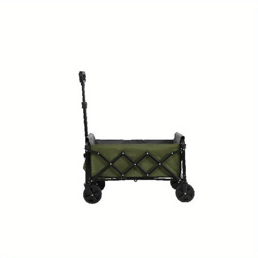 Opvouwbare Bolderkar – Vouwkar – Strandkar – Trolley – Transportkar – Stevig Zwart Frame – Groen Ademend Gaas