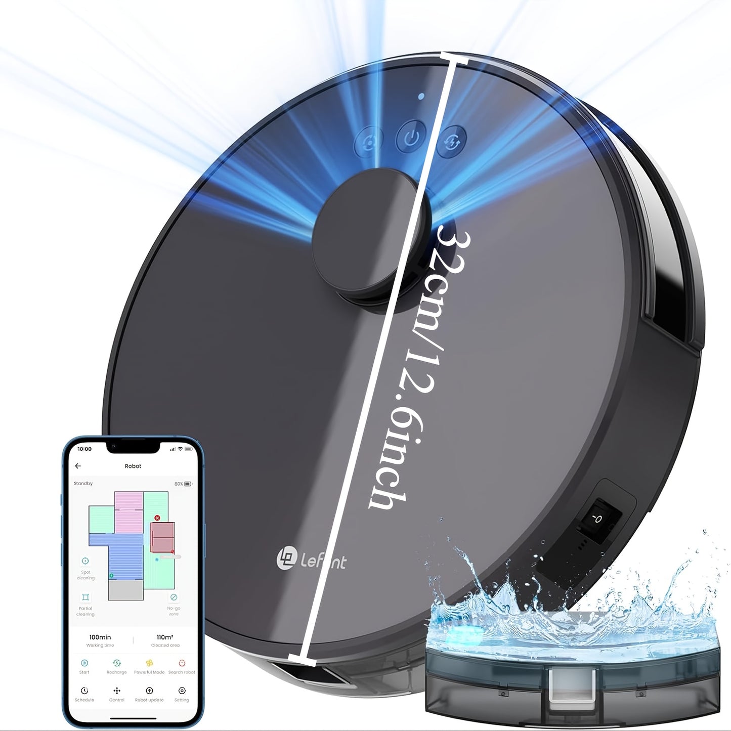 Robotstofzuiger – Robotstofzuiger Met Dweilfunctie – Automatische Stofzuiger – Slimme Vloerreiniger – Wifi Robotstofzuiger – 3200mAh Batterij – 3D Obstakelvermijding