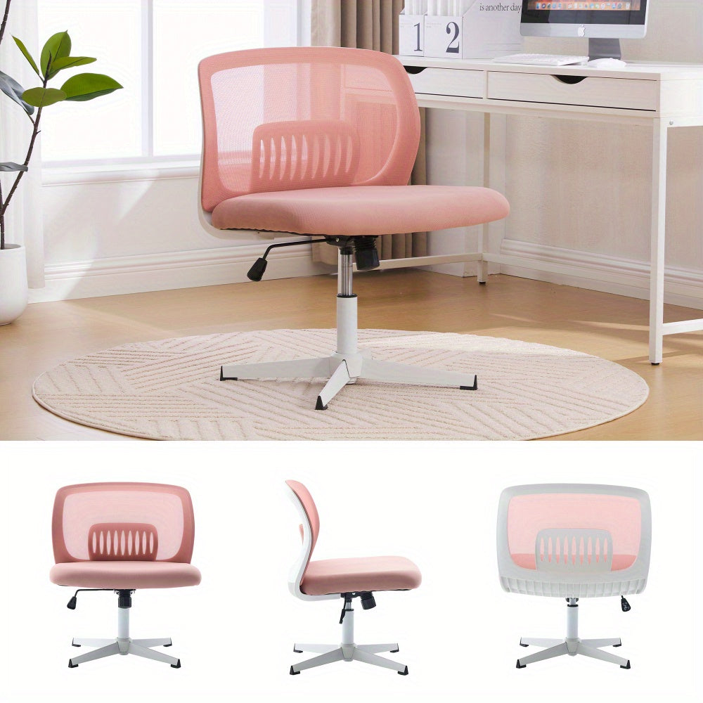Bureaustoel – Bureaustoelen – Office Chair – Gamestoel – Draaistoel – Verstelbaar in Hoogte – 360° Draaibaar – Met Stevig Metalen Frame – Brede Zitting – Zonder Armleuningen – Zacht Gewatteerd – Roze