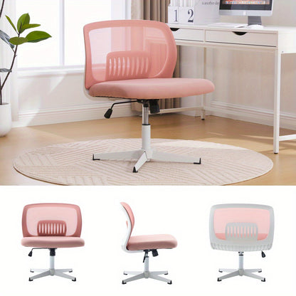Bureaustoel – Bureaustoelen – Office Chair – Gamestoel – Draaistoel – Verstelbaar in Hoogte – 360° Draaibaar – Met Stevig Metalen Frame – Brede Zitting – Zonder Armleuningen – Zacht Gewatteerd – Roze