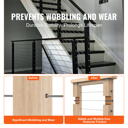 Kabelreling – Kabelbalustrade – Balustradekit – Draadrail – Kabelafscherming – T316 Roestvrij Staal – 3,2 mm Dikte – Onzichtbare Montage – Weerbestendig Zwart