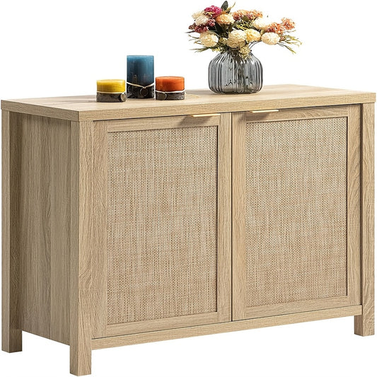 Dressoir – Buffetkast – Opbergkast – Ladekast – Sideboard – Modern Boho Design – Groot Opbergmeubel – Houtvrij Licht Eiken