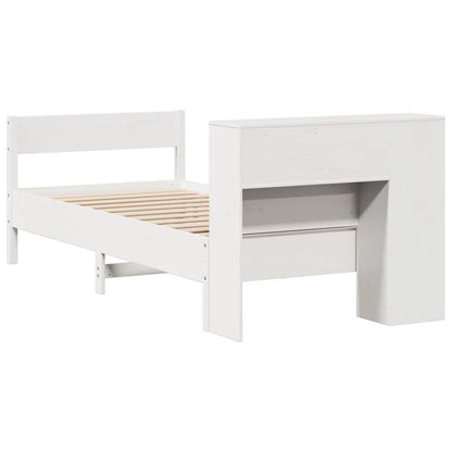 Massief Houten Bed – Houten Bedframe – Eenpersoonsbed – Slaapbank – Stijlvol Bed – Wit – 90x190 cm – Praktisch Demontabel Ontwerp – Koninklijk Design