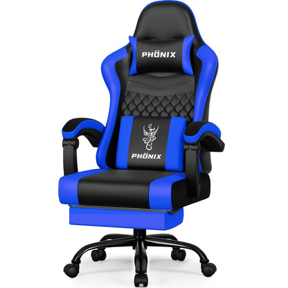 Authmic Gaming Chair - Ergonomic Gaming Chair With Footrest, Headrest, And Lumbar Support | Height Adjustable, Padded, 150 Kg Load Capacity, Rotating PC Chair