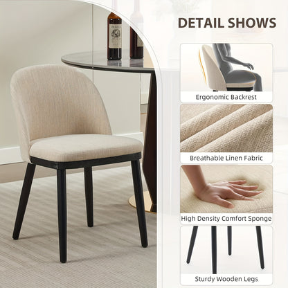 Set of 2 Modern Dining Chairs - Heavy-Duty MDF & Wood Legs, High Back Design with Deep Seat Cushioned - Elegant Contemporary Kitchen/Restaurant Chairs for Home, Office, or Commercial Use - Easy-Clean Fabric Upholstery, Home D