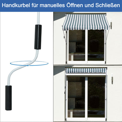 Klemmarkies – Verstelbare Markies – Balkonzonwering – Terrasmarkies – Buitenmarkies – Groen – Handbediening Met Slinger – 150 Cm Breed