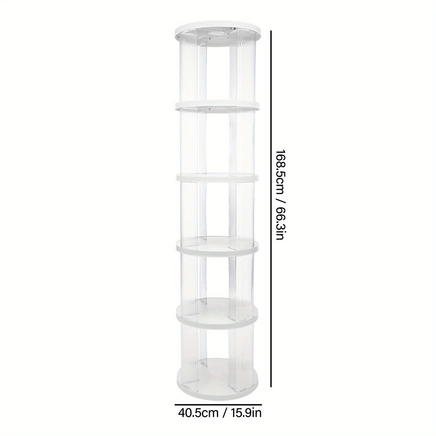 Draaibare Boekenkast – Rondebladkast – Boekenrek – Opbergkast – Draaisysteem – Modern Design – 5 Transparante Planken – Ruimtebesparend & Duurzaam ABS-PET