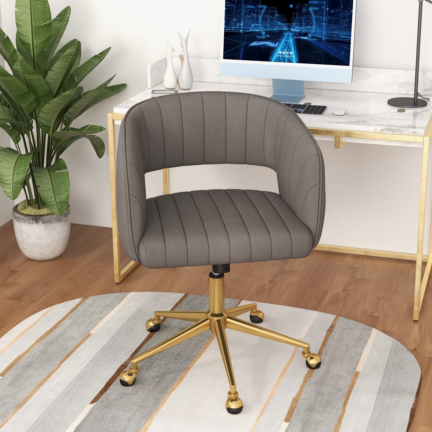 Make-up stoel – make-up kruk – kaptafel stoel – visagie kruk – make-up kruk – Velvet bekleding – Verstelbare zithoogte met wieltjes