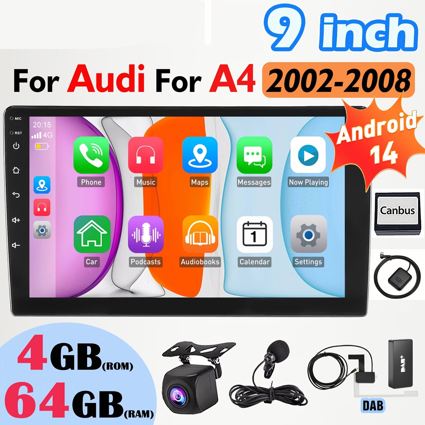 Android Autoradio – Multimedia Systeem – Navigatiesysteem – DAB+ Radio – Achteruitrijcamera – 9 Inch HD Touchscreen – Draadloze CarPlay & Android Auto