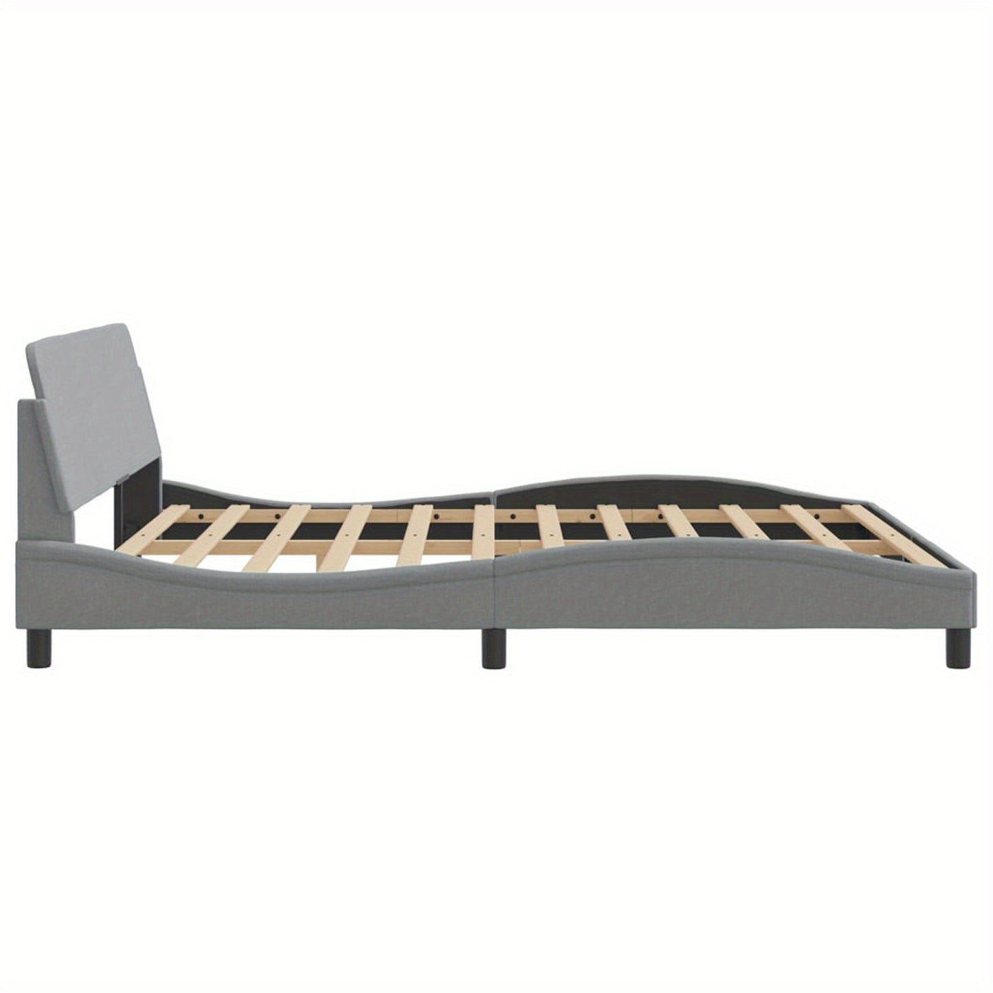 Bed frame without mattress light grey 180x200 cm fabric with Slat Support Platform Bed Frame Suitable for Mattress Size 180 x 200 cm for Bedroom