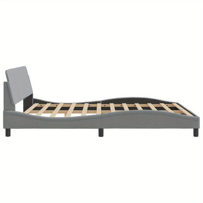 Bed frame without mattress light grey 180x200 cm fabric with Slat Support Platform Bed Frame Suitable for Mattress Size 180 x 200 cm for Bedroom