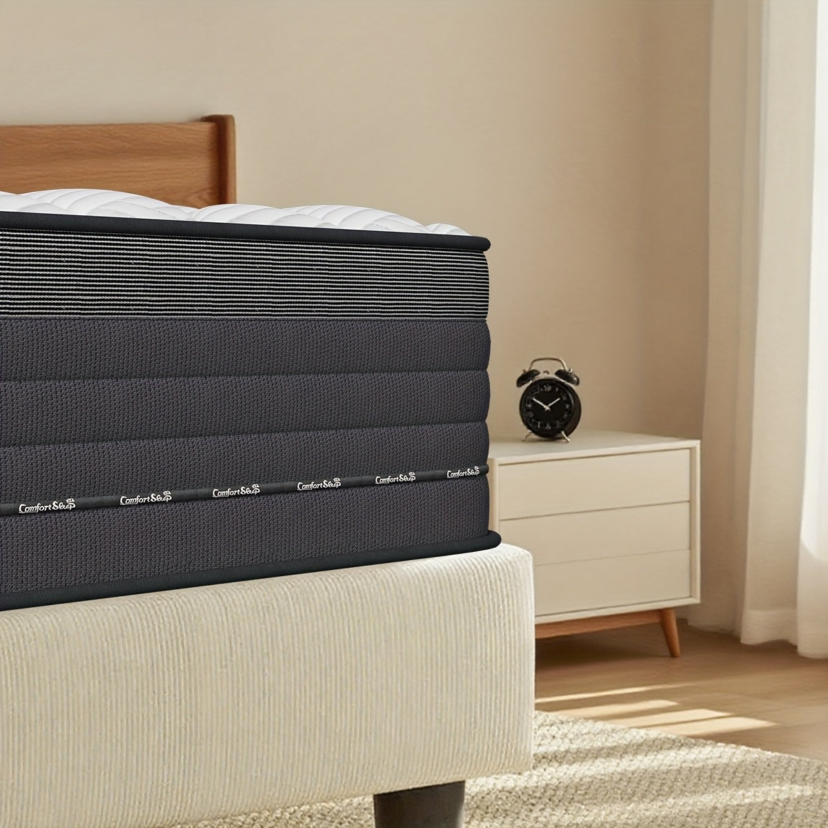 Matras – Pocketveringmatras – Hybride Matras – 7-Zones Matras – Traagschuimmatras – 90x200 cm – Medium Stevig – Ademend, Brandvertragend