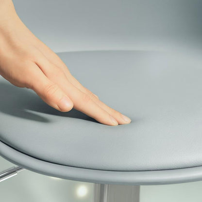 Barstoel – Barkruk – Barstoel Kruk – Keukenstoel – Barstoelen Set van 2 – Verstelbaar – 360° Draaibaar – Kunstleer – Stalen Frame – Met Rugleuning – Grijs