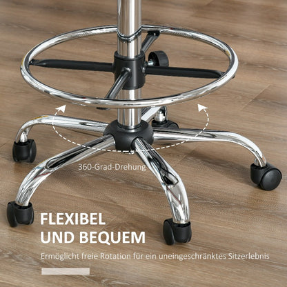 Barkruk – Barstoel – Keukenkruk – Draaibaar Stoel – Zithoek Kruk – Verstelbare Hoogte 56-104 cm – PU Kunstleer Beige – Met Rugleuning & Stalen Frame