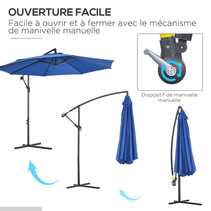 Parasol – Zweefparasol – Tuinparasol – Balkonparasol – Terrasparasol – Kantelbaar – Ø 3 Meter – Staal Frame – Blauw Polyester