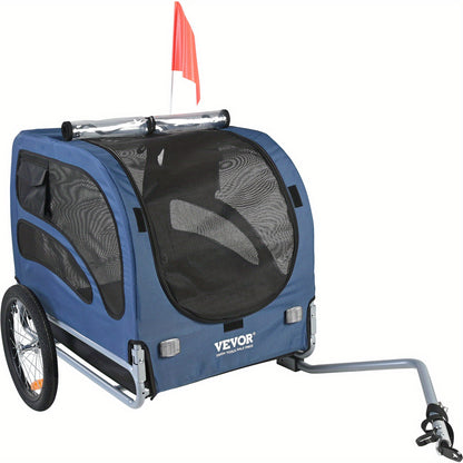 Hondenfietskar – Hondenkar – Fietskar Honden – Huisdieren Fietskar – Draagbare Hondenkar – Draagvermogen 45,36 kg – Opvouwbaar Frame – Reflecterende Veiligheidsvlag