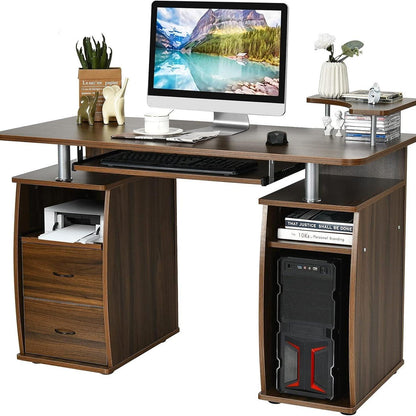 Computerbureau – Bureautafel – Werkplek Meubel – PC Tafel – Laptop Bureau – Met Toetsenbordlade – MDF Bruin 120x55 cm