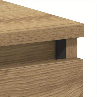 Modern Oak-Finish Composite Wood Desk - 90x45x76cm, Smooth & Moisture-Resistant, Anti-Warpage & Tear, Ideal for Home Office, Study, or Living Room, Stylish Minimalist Design with Storage Drawers, Desk Decor