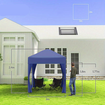 Tuinpaviljoen – Tuinentent – Partytent – Prieel – Paviljoen – Opvouwbaar – Stalen Frame – Blauw Oxford Doek – 2x2m – Makkelijk Op te Zetten