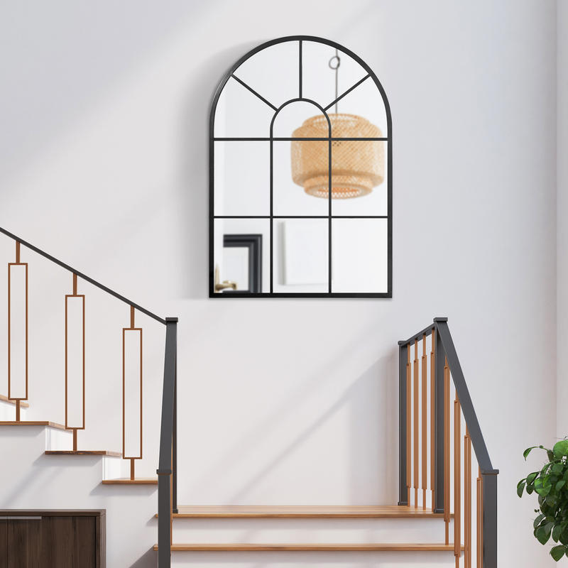 Wandspiegel – Ramen Spiegel – Hangspiegel – Interieur Spiegel – Verticale Spiegel – Metalen Frame – 91x60 cm – Zwart – Smalle Diepte 2 cm