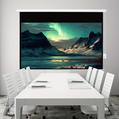Black Friday /Deals Fully Automatic Lifting Cinema Screen White Plastic Material European Standard Universal Power Plug And Odorless Automatic Lifting And Retracting VDE Electrical Certification 213.36 cm 4:3 Standard Screen