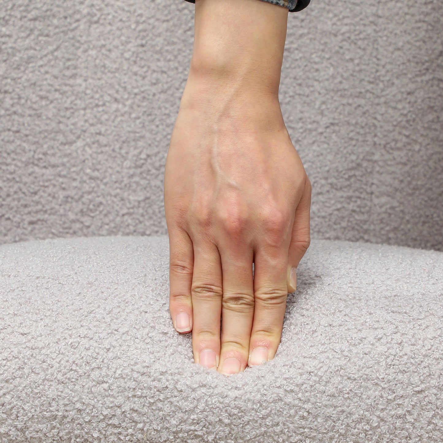 Schommelstoel – Schommelzetel – Relaxstoel – Schaukelstoel – Stoel – Lichtgrijs – Teddy-stof Bekleding – 10 cm Dikke Vulling – Antislip Rubberhouten Poten