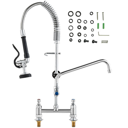 Professionele Keukenkraan – Keukenslang Kraan – Spoelbak Kraan – Mengkraan – Pre-Rinse Kraan – 26 Inch Hoogte – Duurzame Messing Constructie – Krachtige Pre-Rinse Sproeikop