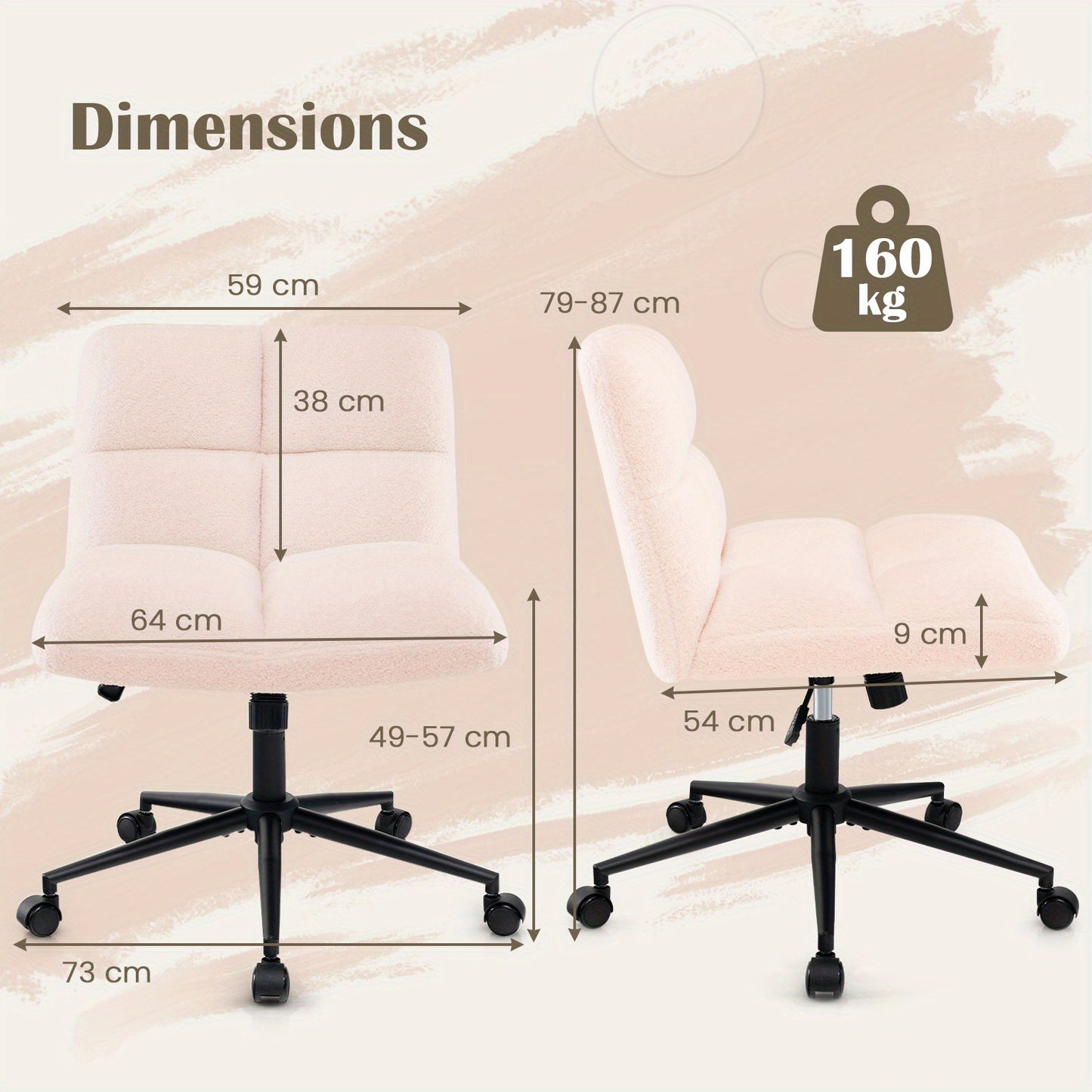 Bureaustoel – Kantoorstoel – Gamestoel – Draaistoel – Bureaukruk – Roze – Ergonomisch Comfort – Verstelbare Hoogte 49-57 cm