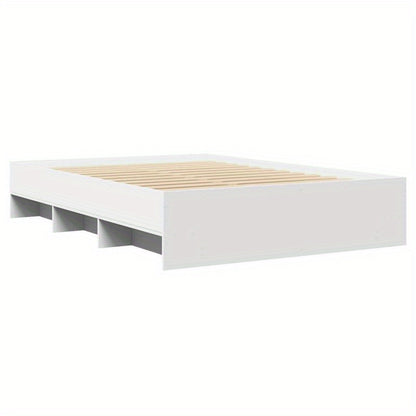 Modern Minimalist White Bed Frame - Extra Large European King Size (140x200cm), Heavy-Duty Hardwood Construction, Easy Assembly, Sturdy & Space-Efficient Design for Master Bedrooms & Guest Rooms - Durable Modern Furniture, Be